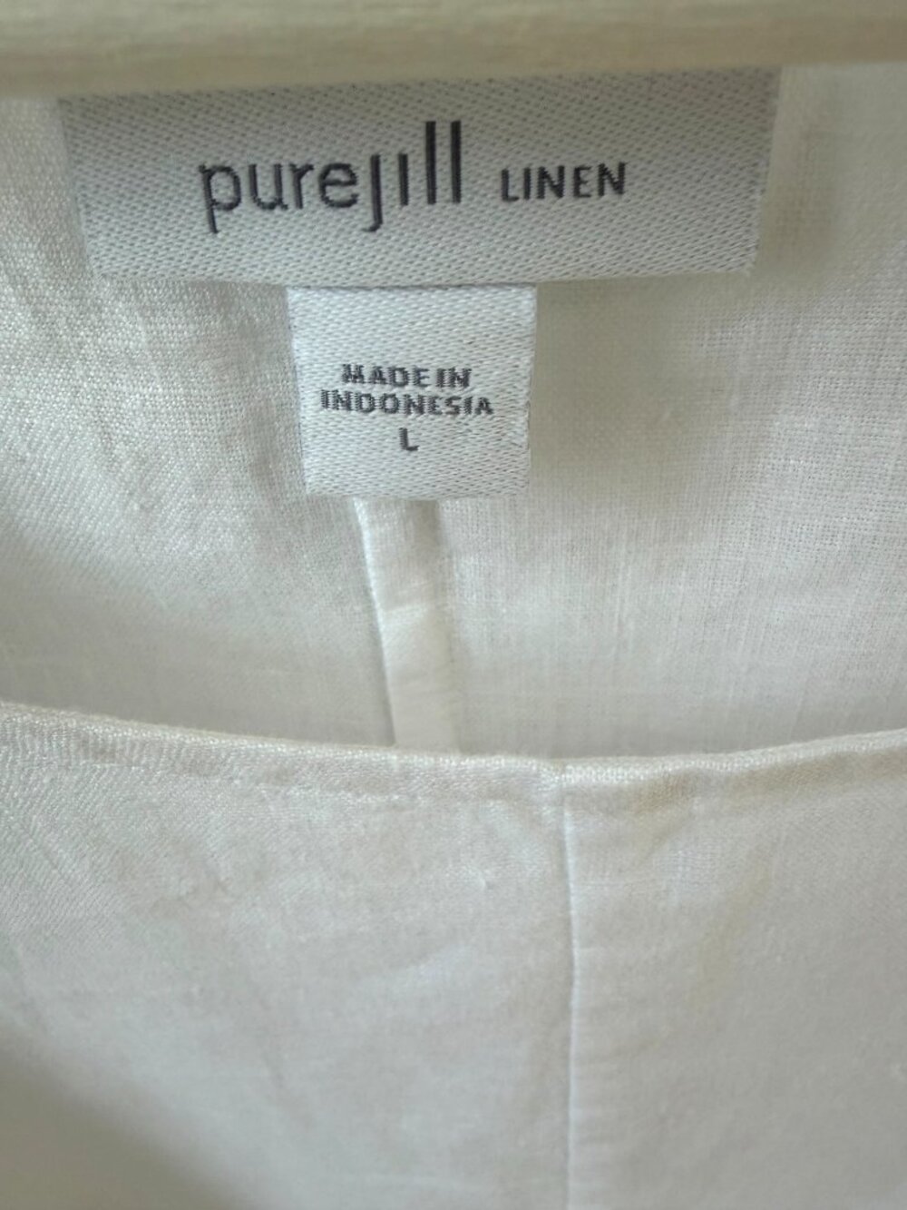J Jill Pure Jill, 100% linen top in white, cuffed short sleeve, boxy fit, Size L - Picture 3 of 6